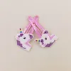 Nowy 100 sztuk / partia 4 Kolory Glitter Unicorn Hairclips Cartoon Zwierząt Włosów Klipy Śliczne Plastikowe Hairpins Dzieciak Dziedziny Akcesoria do włosów dla dziewcząt