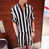 Big Stripe Men Set Pullover Camicia e pantaloncini Conjunto Deportivo Para Hombre Mens Short Set Causal Beach Party Club Abbigliamento uomo