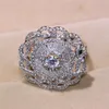 Venda por atacado promoção profissional artesanal jóias 925 prata esterlina popular branco topázio cz diamond gemstone mulheres anel de banda de casamento