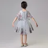 Elegant broderi Tulle Flower Girl Dress Party Kids Pageant Gown Princess Bröllopsklänning Girls Floral First Communion Dresses