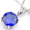 Luckyshine Gift bride Sets Earrigns Pendants Round Swiss Blue Topaz Gemstone 925 Sterling Silver Necklaces Women Jewelry Sets