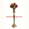 Event Decor Bruiloft Metalen Goud Kleur Bloem Vaas Kolom Stand voor Bruiloft Centrum Decoratie Beste0065