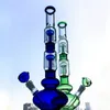 Çift katmanlı ağaç perc düz tüp uzun boylu bong dab yağ tigs cam bonglar 14mm kase diffüz downsterm sigara içme su bongs gb1218