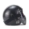 Motosiklet kaskları için 3 4 Açık Kask PU Deri Goggle Mask Vintage Stil XL258F