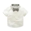 2018 Nouveaux vêtements enfants Bébés garçons 3 Pièces ensembles Gentleman costume coton blanc jupe + barboteuses + nœud papillon enfants vêtements ensembles 2 couleurs