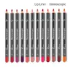 12 färger/set Lip Liner Penna Snygg Svart Färg Sexig Matt Stick Vattentät Hållbar Skönhet Makeup Kosmetik