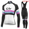 LIVチームサイクリングロングスリーブジャージー（BIB）パンツセット女性の高品質薄型の方法通気性自転車スポーツウェアゲルパッドC2029