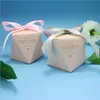 Yeni Pembe Kağıt Şeker Kutusu Sevgililer Günü Düğün İyilikleri Parti Malzemeleri Bebek Duş Kağıt Hediye Kutuları Şeridi ile