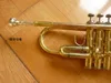 Yüksek Kaliteli Henlucky TR-8333 Bb Trompet B Düz Pirinç Altın Kaplama Trompet Ağızlık ile Profesyonel Performans Aletleri
