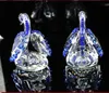 Dingsheng 1 Par Blue Crystal Swan Figurines Artifial Glass Quartz Animal Hantverk för dekoration Tillbehör Bröllopsgåvor