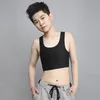 Tomboyレズビアンの下着のための夏の短いベストの平らな胸バインダーTomboy bra服チェストバインダートランス黒のシームレスなデザイン