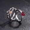 ERLUER Schädel Herz CZ Kristall Rose Blumen Ring Set Silber Farbe Ringe für Frauen Engagement Schmuck Hochzeit Trendy Liebesgeschenk