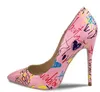 Red lBottom Specia Graffiti Colorful Women Pumps Sexy Stiletto tacchi alti Spring Wedding Party Scarpe da donna sapato feminino