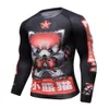 Camicia a compressione da uomo Rashguard manica lunga stampa 3D Jiu Jitsu T-shirt MMA Fitness uomo Quick Dry Bodybuilding Crossfit Top