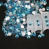 Aquamarine Rhinestones Back Flat Round Round Nail Art Decorations and Stones Non Botfix Rhinestones Crystals for Diy Glass B