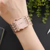 Grealy vrouwen vierkante horloges 2018 nieuwe diamanten wijzerplaat vrouwen horloges armband goud/rose goud/zilveren band met doos