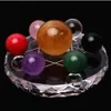 Boule de cristal Chakra, sphère de quartz, perles de pierre précieuse de guérison, décor Fengshui, support en verre de 8cm, 7 pièces de 2cm