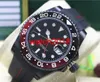 Top Quality Luxury Watch II 116710 40mm Keramisk Bezel Batman Svart Röd Gummi Armband Automatisk Män Klockor Lyser