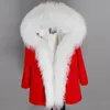 2018 jaqueta de inverno feminina nova parka natural real pele de cordeiro forro gola capuz casaco grosso destacável 3 em 1 outerwear marca longa