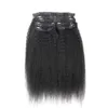 Clip humain dans les extensions de cheveux 9pcs clip yaki grossier brésilien dans les extensions de cheveux 120g cheveux raides crépus