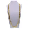 Iced Out Bling Cuban Necklace Set Full asfalterad CZ CLASP Hip Hop Halsband Armband Set för män Miami Cuban Link Gold Filled Men'289n