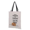 Durable Reusable Halloween Party Pumpkin and Bat Print Cotton Canvas Tote Gift Bags for Shopping Supplies