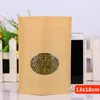 11x16m Stand Window Clear Showcase Kraft Paper Zip Lock Grip Packaging Food Bag Baking Candy Snacks Tea Heat Sealing Reusable Package Pouch