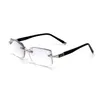 Diamond Cutting Edge Reading Glasses Rimless Men +1.00 +1.50 +2.00 +2.50 +3.00 +3.50 4.00 Oculos de Leitura Fashion for Business