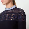 2018 Frankrike Striped Print Långärmade Rundkrage Lace Lady Mini Klänningar Kvinnor Klänning N05 Fall Höst Vinter