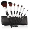 Kit de pinceaux de maquillage professionnels, 7 pièces, noir et or, poudre pour le visage, fond de teint, correcteur, fard à paupières, eye-liner, pinceaux cosmétiques, outil de maquillage avec sac en PU