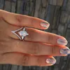 Rhinestone Zircon Ring for Women Wedding Bridal Ring Engagement Jewelry Gift for Love Girlfriend Size 6 7 8 9 10