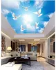 HD personalizzato 3d foto carta da parati dream sogno blu cielo bianco nuvole piccioni per soggiorno camera da letto Zenith soffitto a soffitto murale sfondo parete papel de parede