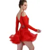 Latin Dance Dress Women Latin Dance Competition Dresses Flapper Dress Samba Cheap D0470 Fluffy Sheer Hem Net Long Sleeve Rhines6797349