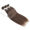 Kuss Haarfarbe 4 Schokoladenbraune gerade Haare 3 Bündel mit Spitzenverschluss Rohes jungfräuliche indische Remy Human Hair Extensions4742460