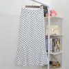 Plus Size Vintage Black White Polka Dot Ruffle Hem Fishtail Skirt Women Summer Mid Waist Casual Office Lady Streetwear Skirts