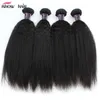 Ishow 10A Kinky Straight Human Hair Weave Bundles Remy Hair Extensions Brazilian Yaki Straight for Women Gilrs All Ages Natural Color 8-28inch Peruvian 4Pcs/Lot
