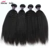 Ishow 10A Crépus Raides Cheveux Humains Weave Bundles Remy Extensions de Cheveux Brésiliens Yaki Droit pour Femmes Filles Tous Âges Couleur Naturelle 8-28 pouces Péruvien 4Pcs/Lot