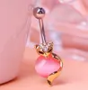 Crystal Fox Guldpläterad Dangle Belly Button Navel Rings Body Piercing Smycken