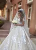 Personnalisés arabes Robes de Mariée 2018 avec appliques épaules lacé dans le dos Traîne Arabie mariage Robes de mariée