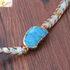 CSJA Natural Gemstone Bracelet Druse Druzy Geode Stone Slice Jewellery for Women 5 Strands Wrap Bracelets Fashion Boho Fine Jewelr9493175