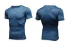 2018 hommes chauds à manches courtes Fitness basket-ball course sport T-shirt t-shirt thermique Muscle musculation Gym collants de compression Jersey veste