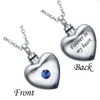 Personalized Heart forever in my heart Cremation Urn Necklace Keepsake with Birthstone Stainless Steel Custom Made with Any Name