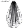 4 Colors Bridal Veils With Comb 3T Tulle Ribbon Edge Wedding Accessories Shoulder Length Veils Adult In Stock 110546530602