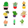 9 Style Green Plants Rose Flower Cactus Enamel Brooch Pins Collar Clothes Hat Decoration Brooches Button Pin