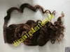 Brown wavy drawstring ponytail hairpiece clip in wrap aroound natural hair pony tail women hair extension 120g