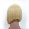 XT792 LADYGAGA039Sヘアスタイルフルレースヒューマンヘアウィッグブロンドストレートショートボブホワイト女性のためのgluElessの前髪と