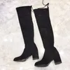 Femmes bottes au genou bottes en cuir décontractées mode haut enfer dames bottes classique chaussure en cuir noir nouveau Style