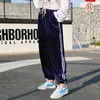 Promotion Women Fashion Velvet Pant Loose Elasticity Waist Trousers Joggers Sport Pant With White Lines Casual Sweatpants High Quality