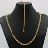 Solid Jewelry Set Rope Chain 24K Gold Filled Necklace Bracelet Chain Men Women 6mm Wide Twisted Choker