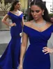 Royal Blue Kapalı Omuz Uzun Gelinlik Modelleri Denizkızı 2020 Arapça Örgün Wedding Guest törenlerinde Abiye Ucuz